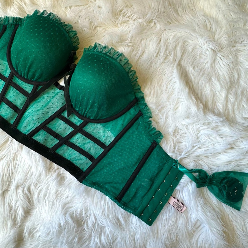 VS • Dream Angels Emerald Convertible Strapless Dotted Mesh Corset Top Bra